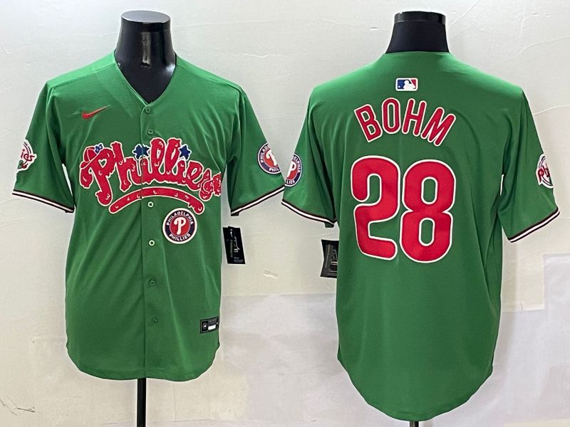 Men Philadelphia Phillies #28 Bohm Green Fourth generation Joint Name Nike 2025 MLB Jersey style 7->philadelphia phillies->MLB Jersey